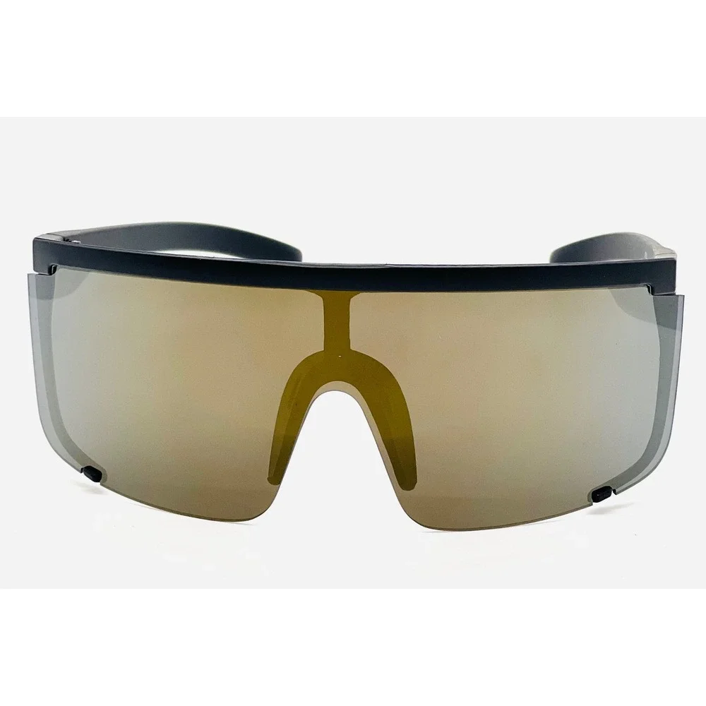 Shield Sunglasses Oversized Gold Mirrored Lens‎ Sunglasses Sport Sun Glasses New